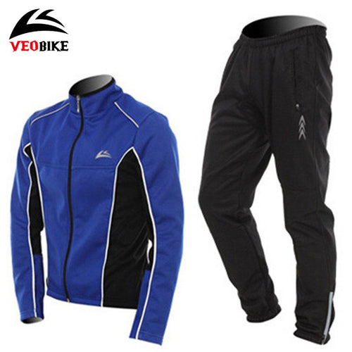 VEOBIKE Winter Cycling Jersey Men Fleece Windproof Thermal Ropa Ciclismo Sportswear Clothing Set MTB Bike Bicycle Cycling Jersey