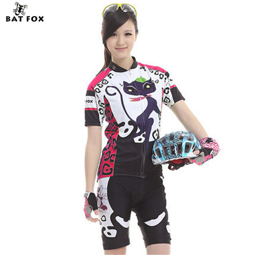 BATFOX Women Summer Cycling Short Jersey Set MTB Wicking Ciclismo Ropa Mountain Bike Cycling  Clothing Bicycle Short Jersey Set