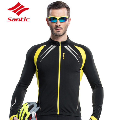 Santic Cycling Jersey Thermal Fleece Cycling Long Sleeve Bicycle Long Jerseys Cycle Biking Jackets Coats 2 Color