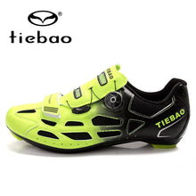 TIEBAO Professional Men Women Road Bike Racing Athletic Shoe Bicycle Cycling Shoes Breathable Fast Tuning Knob Laces Sport Shoes